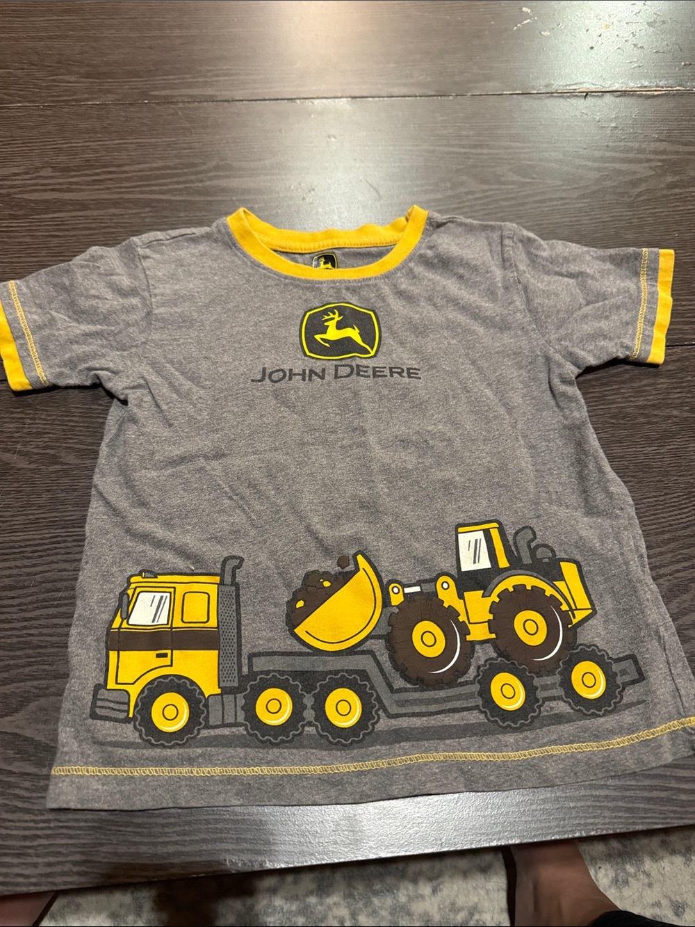 John Deere Gray & Yellow Construction Graphic Short Sleeve Tee